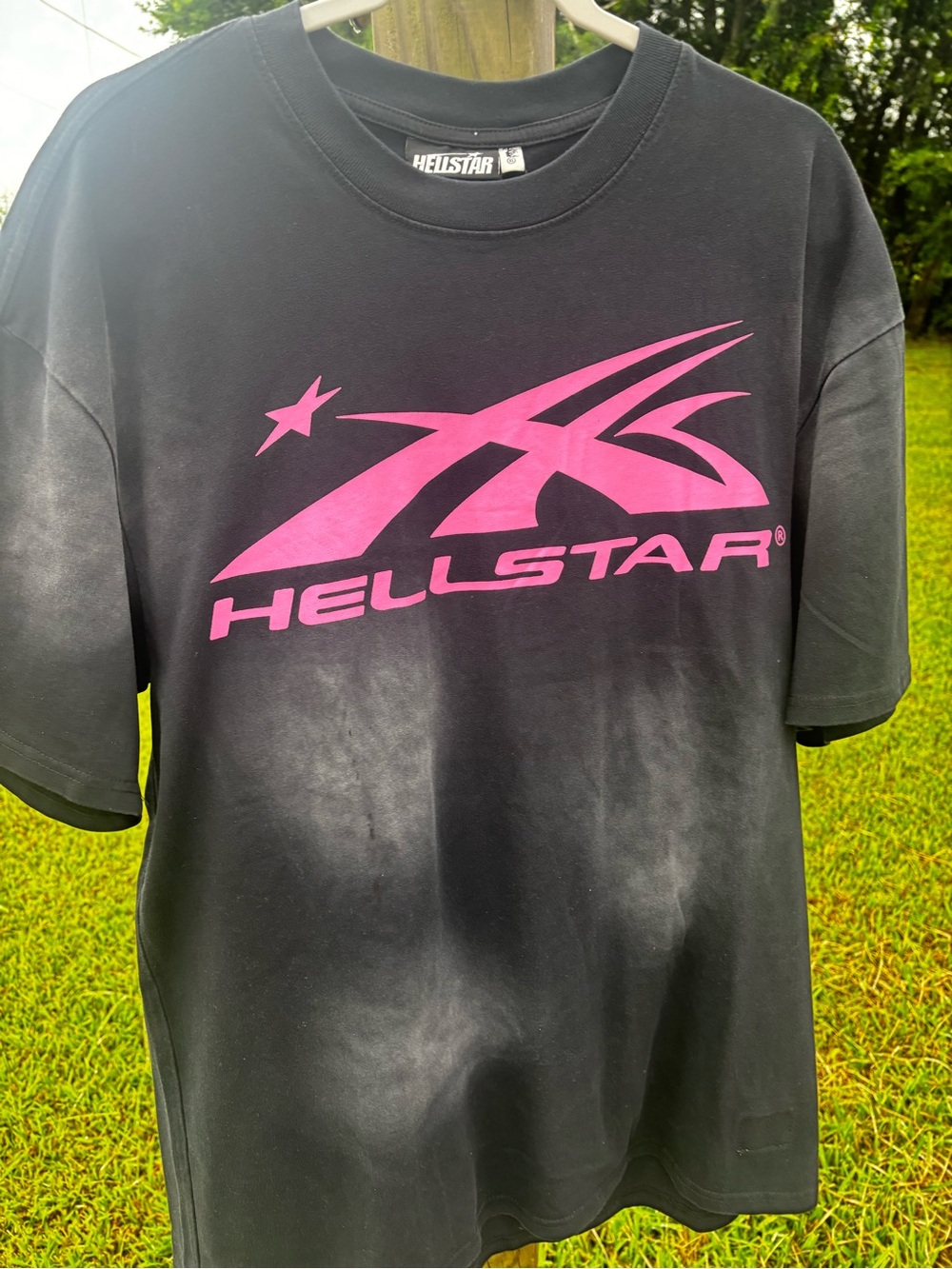 Hellstar Men's Black Short Sleeve Tee with Pink Logo